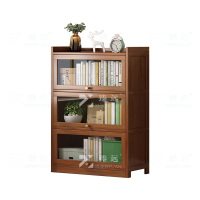 臻远ZY4100907 书架置物架落地简易家用书柜带门防尘储物柜 四层60茶色
