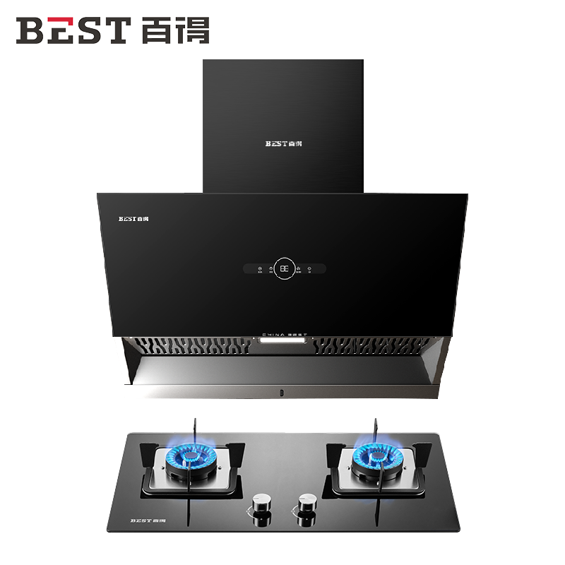 百得(BEST)华帝股份烟灶套装AC02+JD67B 20m³深潜直吸七重热净洗 手势智控4.3kW大火力天然气
