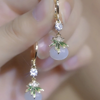 新中式猫眼石福袋耳环设计感网红耳坠新款高级感轻奢耳饰耳扣送女朋友老婆情人节七夕生日礼物