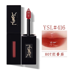 YSL圣罗兰镜面唇釉416#烂番茄 普通款爱心款随机提升气色提亮肤色显白成膜持久不脱妆留色不易沾杯温柔气质5.5ml