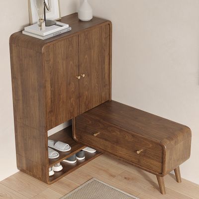 鞋柜家用门口实木色2021新款坐凳一体进门客厅玄关拐角换鞋凳