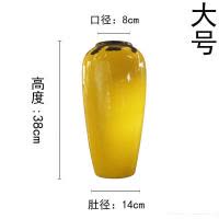 餐桌中式现代陶瓷摆件简约酒柜电视柜售楼处色插花器装饰品 三维工匠 一套三个+一支蝴蝶兰