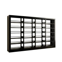 臻远ZY4072619 钢制书架资料架 双面6层一列四组黑色 3700*450*2000mm