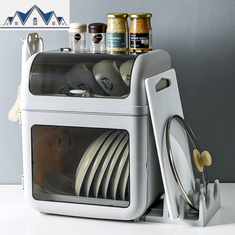 厨房碗架碗筷收纳盒放碗碟沥水装碗箱带盖餐盘厨具置物架塑料碗柜 三维工匠