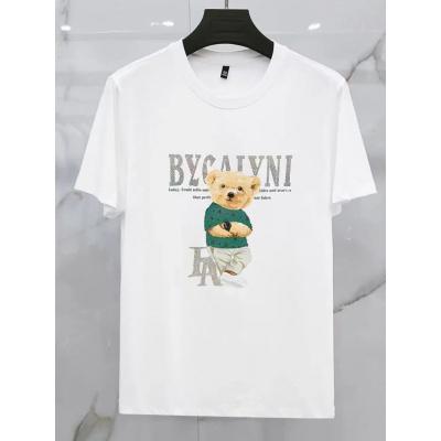 2026夏季新款情侣轻奢男装短袖T恤修身小熊潮流圆领打底衫潮牌