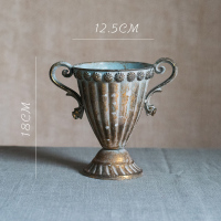 美帮汇古典高脚杯花器 花瓶花翁花盆复古欧式铁艺插花器皿金色烛台 18号金色