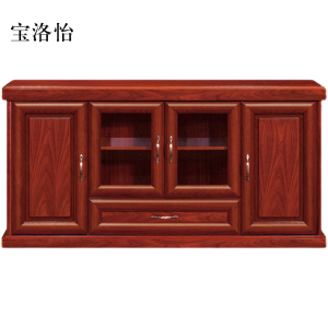 宝洛怡胡桃色餐边柜简约茶水柜四门1600*400*800
