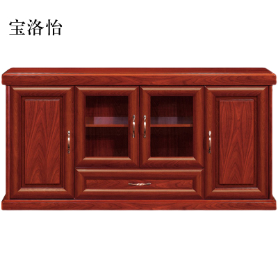 宝洛怡胡桃色餐边柜简约茶水柜四门1600*400*800