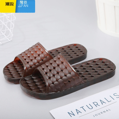 聚范水晶PVC软底凉拖鞋沙滩居家居洗手间澡堂镂空拖鞋男夏防滑不臭脚