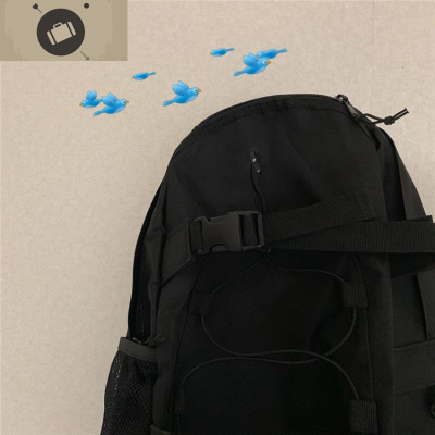 韩版ins原宿风超火百搭工装双肩包背包休闲旅行大容量书包男女潮艾狄伊娃