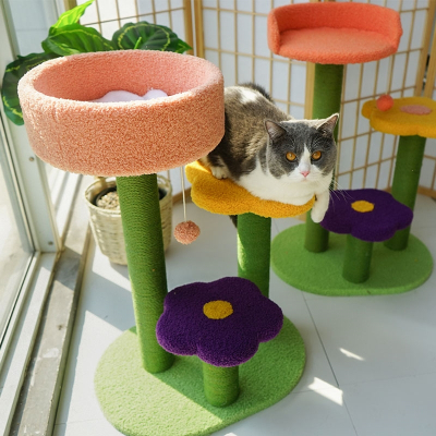 花朵猫爬架猫窝猫树一体小型猫跳台武速达抓柱麻绳网红四季通用猫咪用品