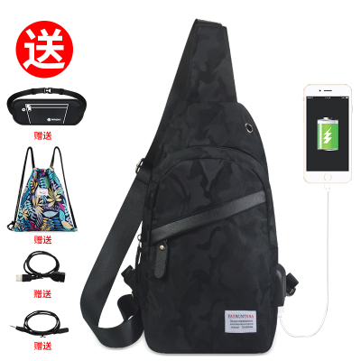 韩版新款胸前潮牌小背包单肩斜挎包女百搭学生休闲胸包男士包包