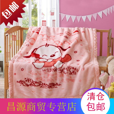 冬季拉舍尔双层加厚柔儿童小孩婴幼儿双面盖毯幼儿园学生毛毯子u小狗粉110X140(1kg)