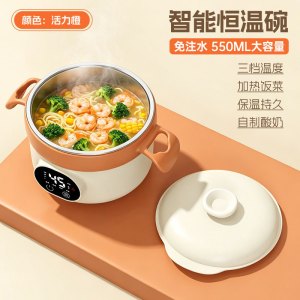 宝宝恒温加热辅食碗充电式保温碗免注水家用儿童多功能便携碗毛巾4298