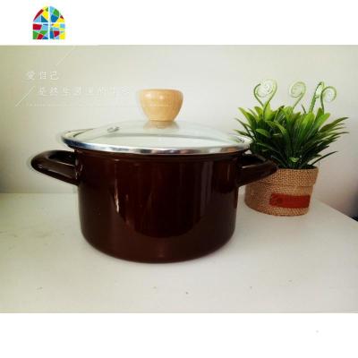 搪瓷锅珐琅锅汤锅奶锅泡面锅复古小清新电磁炉 FENGHOU 红色八口之家22CM