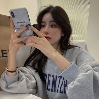 加绒圆领卫衣女冬季韩版女式休闲宽松上衣情侣装外套加厚T恤女装