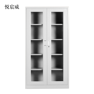 悦宸威钢制档案柜财务凭证柜带锁储物柜铁皮柜书柜通玻对开门文件柜