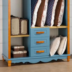 地中海衣柜实木男孩家具女孩田园美式双开23衣橱