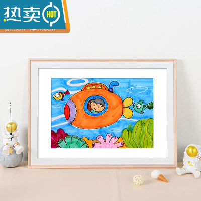 敬平儿童画框装裱相框挂墙装饰4k8k八开简易油画外框a3a4作品展示框架 生动粉白 [可放38*38CM]