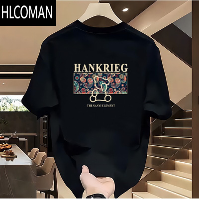 HLCOMAN 潮牌新款短袖T恤男夏季圆领上衣高级感百搭休闲半袖