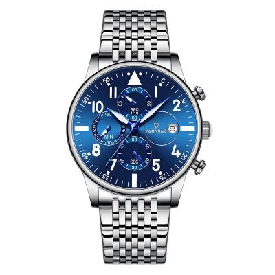 马克华菲(FAIRWHALE)手表男三眼针防水石英表男士精钢运动抖音时尚腕表