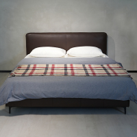 富牌618活动家具全方位真皮包裹现代简约头层牛皮豆腐块主次卧全真皮软床