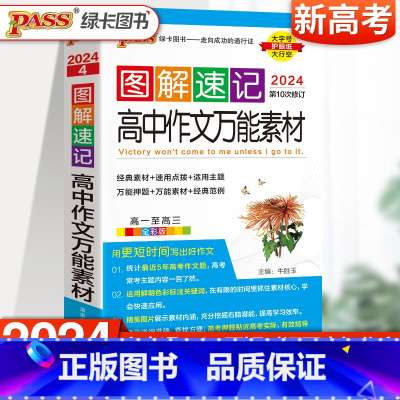 高中作文万能素材 高中通用 [正版]绿卡图书2024PASS图解速记高中作文素材 高中作文书大全 高考 高中作文素材书