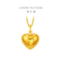 周大福爆闪鱼鳞爱心黄金足金吊坠女生日礼物(工费:280计价)EOF1285七夕礼物