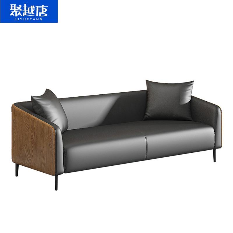 聚越唐现代简约三人位转角沙发大户型客厅多功能可调节头枕设计高性价比皮质沙发