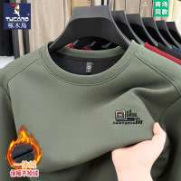 啄木鸟长袖T恤男士套头圆领厚棉T2025新款加绒加厚保暖打底衫上衣