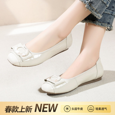 时尚浅口鞋女款2026春秋新款平跟鞋女不累脚复古舒适豆豆单鞋
