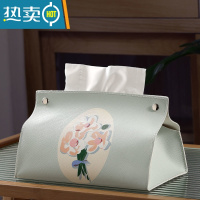 敬平日系桌面纸巾盒软皮纸PU客厅趣味找抽纯色餐厅创意个性ins抽纸盒 郁金香