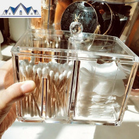 有盖化妆棉盒化妆品收纳盒透明亚克力小盒子梳妆台桌面棉片棉签盒 三维工匠