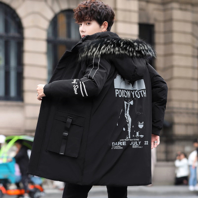 NEWLAKE2020新款冬季男士棉衣中长款羽绒棉服男装连帽袄子大毛领外套潮牌棉衣