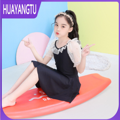 HUANGTU儿童泳衣女2021年新款女童洋气仙女小公主中大童网红少女学生泳装黑色拍下备注宝宝身高体重或平时所穿尺码