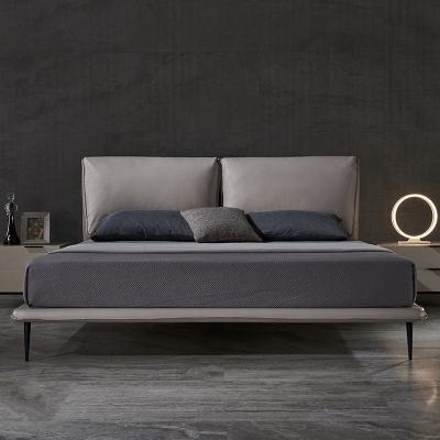 真皮双人床1.8米小户型皮床现代简约2米北欧轻奢主卧室皮艺床黑色