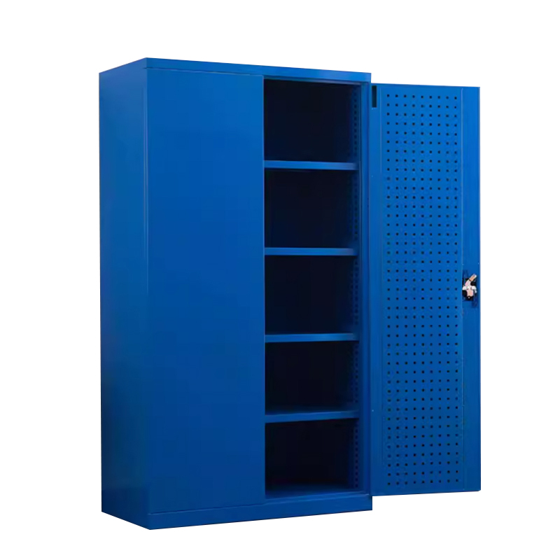 正斌重型工具柜车间用加厚物件工具储物柜工厂铁皮柜汽修厂零件收纳柜蓝色五层带挂板