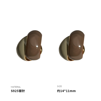 925纯银法式复古美拉德撞色耳钉银针女耳环耳饰个性小众潮送女朋友老婆情人节七夕生日礼物