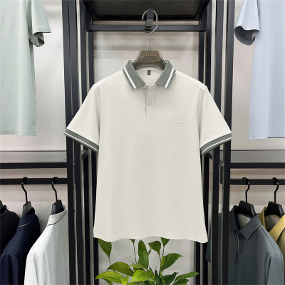 夏季新款男士条纹短袖Polo衫休闲轻商务翻领舒适透气轻薄男装