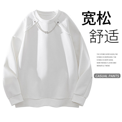 春秋季新款男士潮牌卫衣内搭外穿青少年双面德绒半高领休闲男上衣