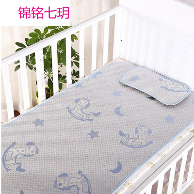 锦铭七玥婴儿凉席冰丝印花宝宝凉席 婴儿童床3D席子 三明治网状 60*120