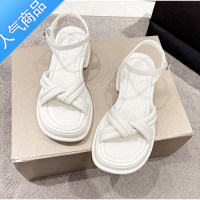 SUNTEK凉鞋女夏外穿2023年新款高级感网红超火沙滩鞋厚底粗跟一字带凉鞋