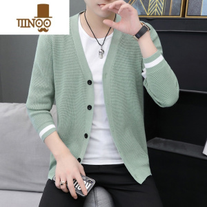YANXU2023秋针织男装青少年潮流开衫毛线衣时尚百搭外套V领休闲衫