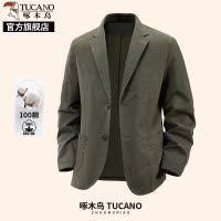 啄木鸟纯棉休闲西装外套男士西服2025新款秋冬中年商务行政夹克K