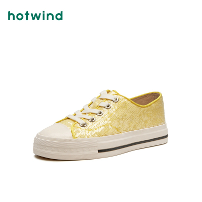 热风hotwind新款潮流时尚女士休闲鞋深口中跟青年单鞋H13W9501