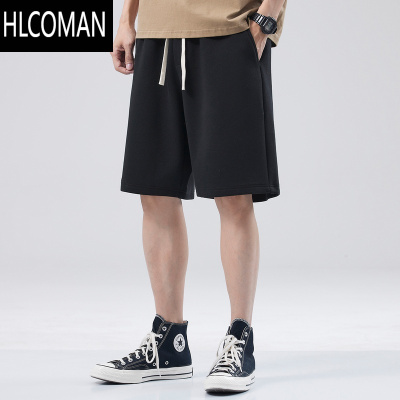 HLCOMAN美式运动短裤男士夏季潮牌宽松休闲直筒五分裤针织卫裤