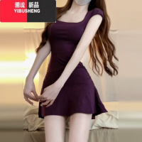 YIBUSHENG法式气质修身方领连衣裙子女季2024新款小个子收腰显瘦包臀短裙