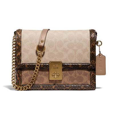 COACH美国蔻驰Hutton女士链条斜挎包单肩包复古盒子包哈顿包