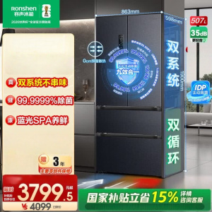 容声507升IDP2.0净味双系统法式多门四开门超薄零嵌入式一级能效家用电冰箱BCD-507E30FZLAD
