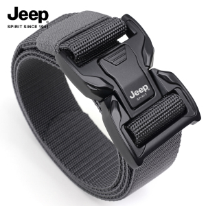 JEEP SPIRIT吉普帆布皮带男战术扣插扣腰带休闲微弹力尼龙裤带潮